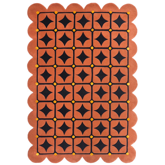 Round Dots Oxford Cherry Rug – hand-tufted cherry red rectangular rug by Ohana