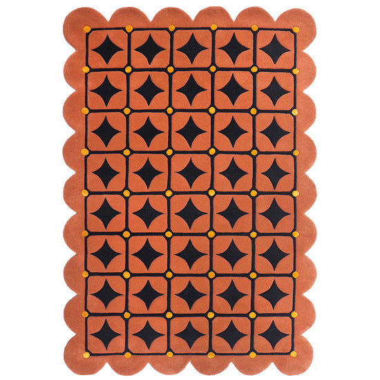 Round Dots Oxford Cherry Rug – hand-tufted cherry red rectangular rug by Ohana