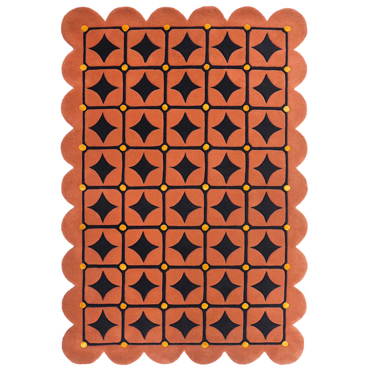Round Dots Oxford Cherry Rug – hand-tufted cherry red rectangular rug by Ohana
