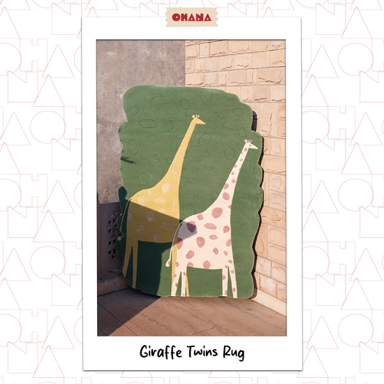 Giraffe Twins Green Rug – hand-tufted green rectangular rug by Ohana