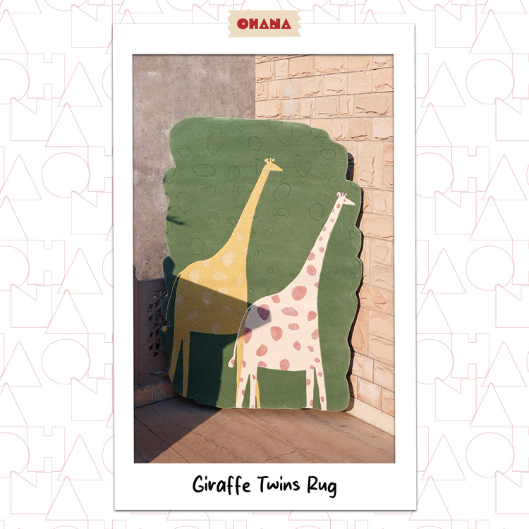 Giraffe Twins Green Rug – hand-tufted green rectangular rug by Ohana