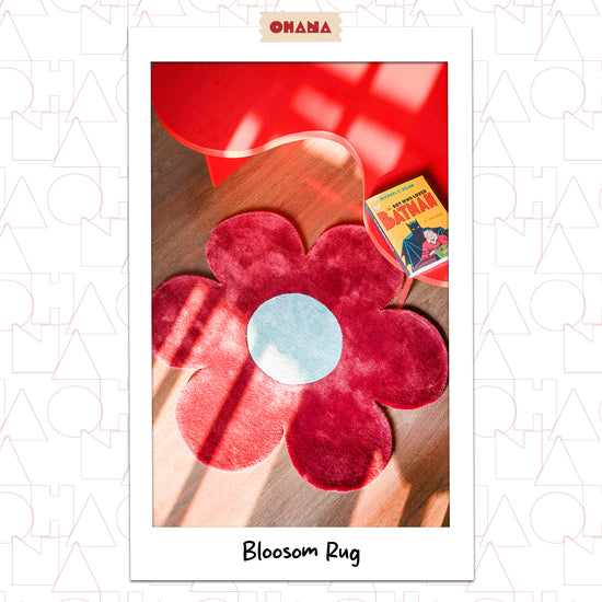 Red Blossom Rug – hand-tufted red flower-shaped rug by Ohana