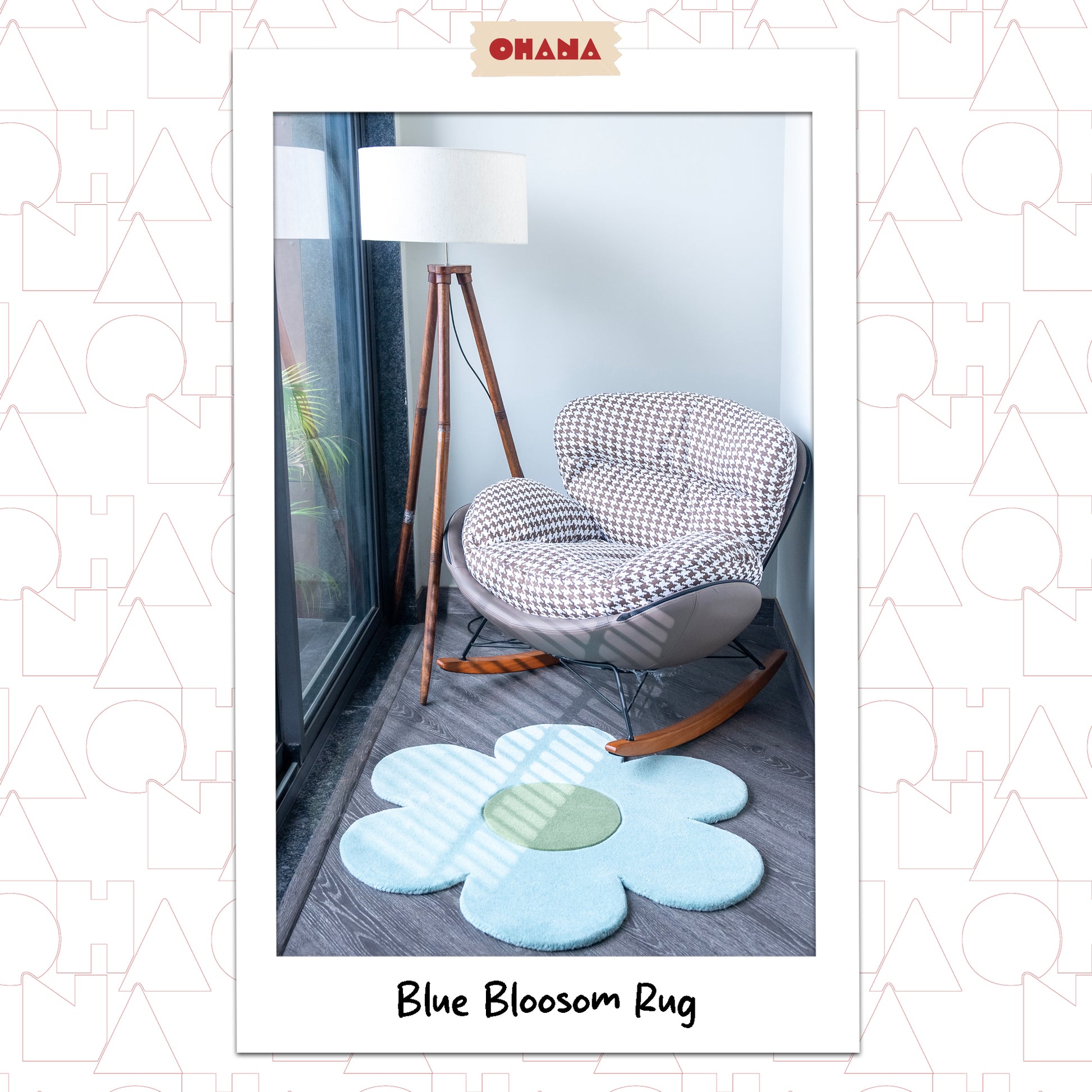 Blue Blossom Rug Wool – hand-tufted blue flower-shaped rug by Ohana