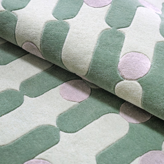 Wave Dots Green Rug – hand-tufted green rectangular rug by Ohana