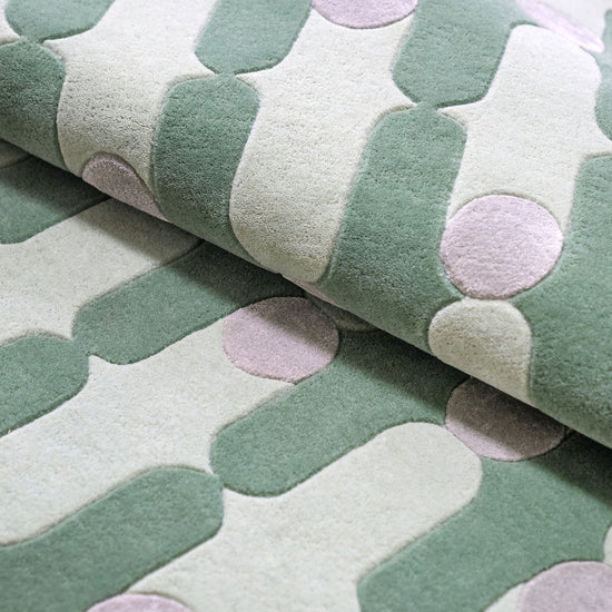 Wave Dots Green Rug – hand-tufted green rectangular rug by Ohana