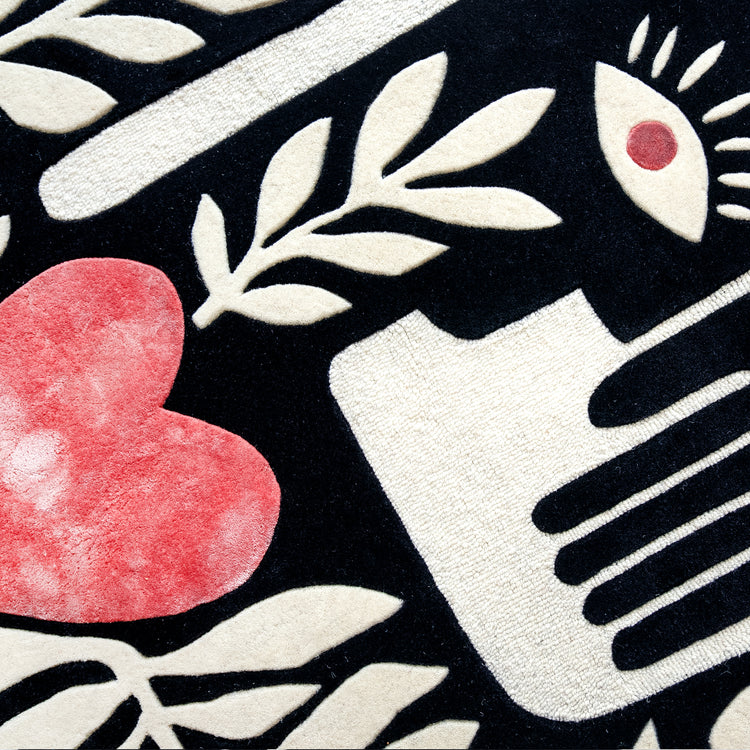 Black Gaia Rug – hand-tufted black rectangular rug by Ohana