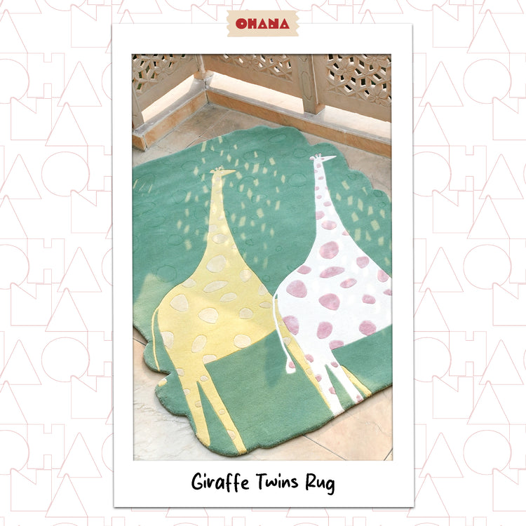 Giraffe Twins Green Rug – hand-tufted green rectangular rug by Ohana
