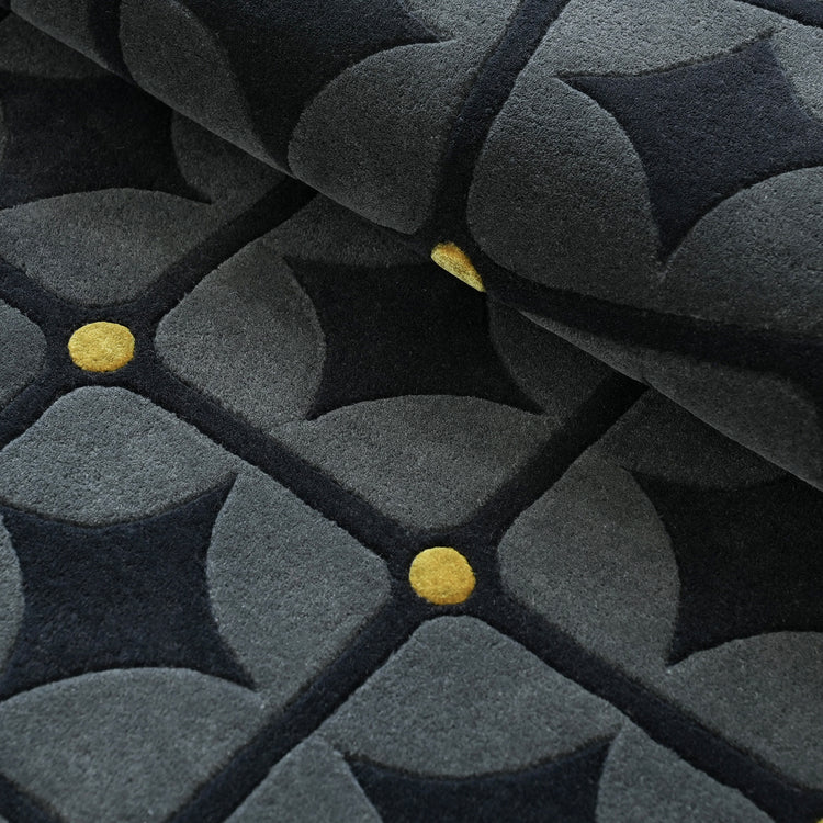 Round Dots Black Rug – hand-tufted black rectangular rug by Ohana