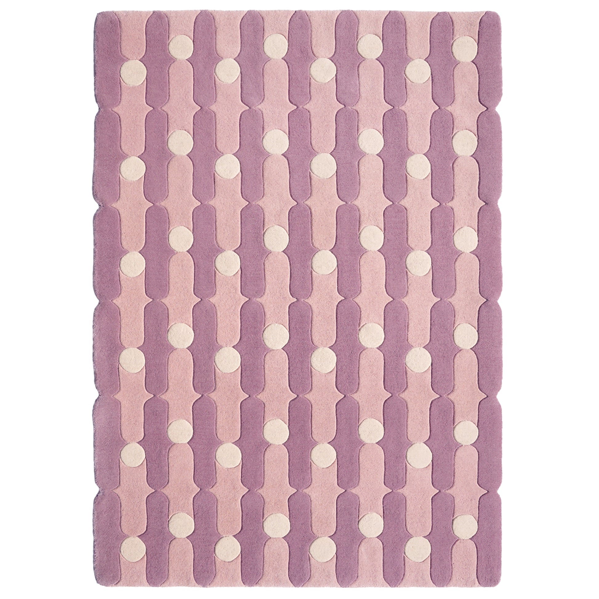 Wave Dots Pink Rug – hand-tufted pink rectangular rug by Ohana