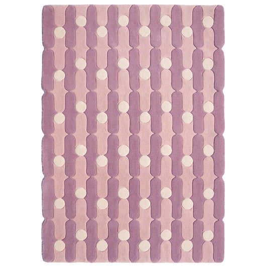 Wave Dots Pink Rug – hand-tufted pink rectangular rug by Ohana