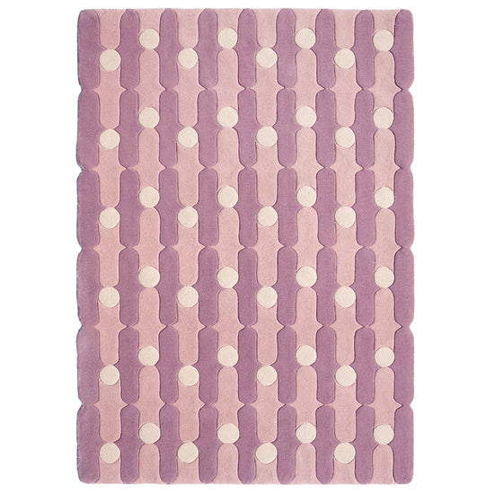 Wave Dots Pink Rug – hand-tufted pink rectangular rug by Ohana