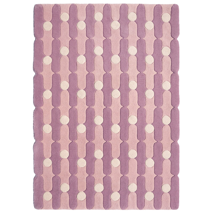 Wave Dots Pink Rug – hand-tufted pink rectangular rug by Ohana