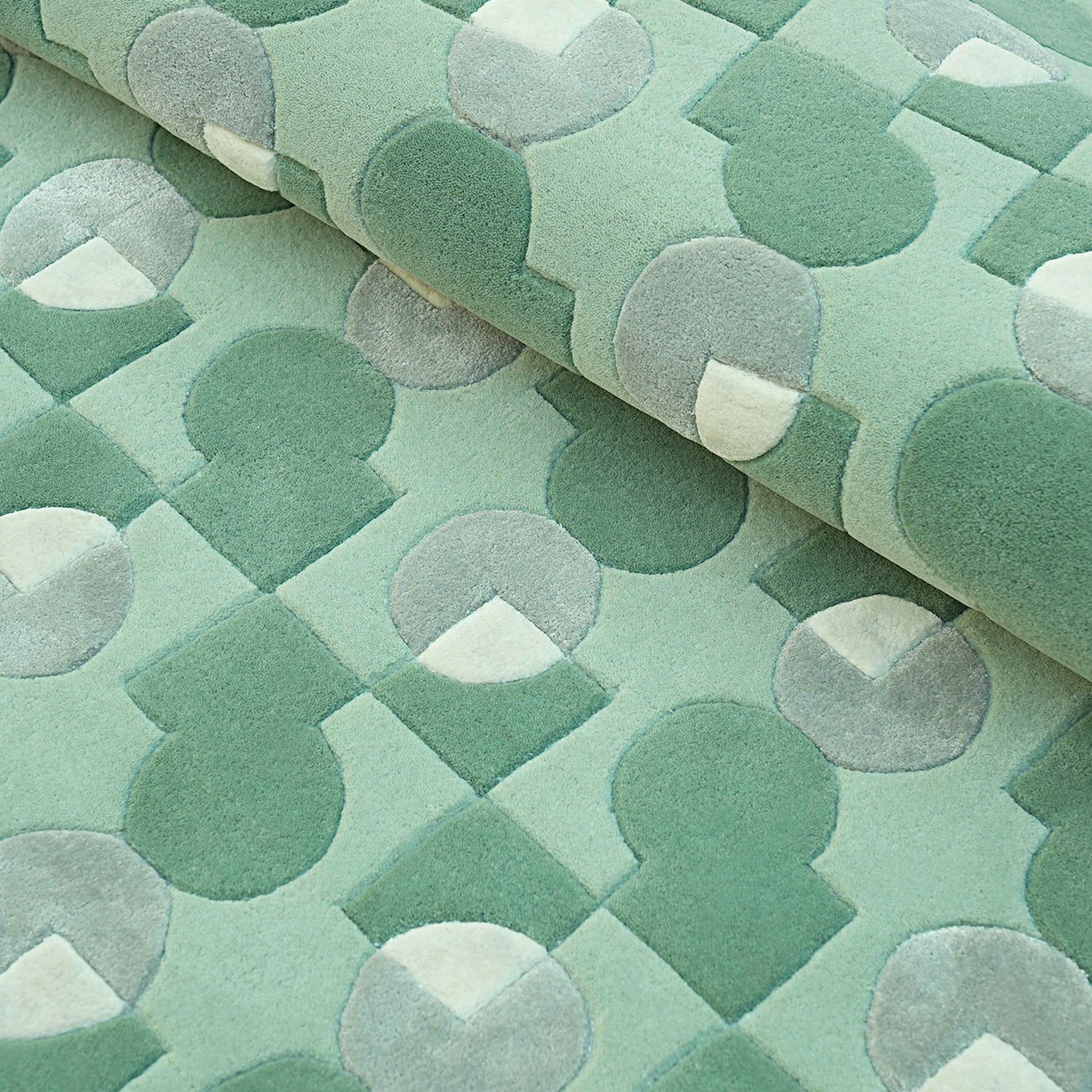 Ci & Sq Green Rug – hand-tufted green rectangular rug by Ohana