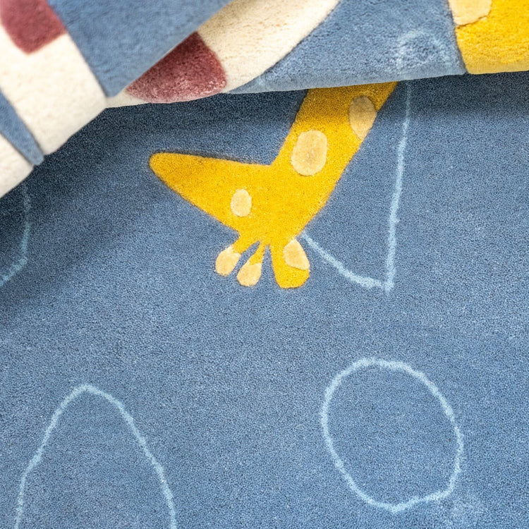 Giraffe Twins Blue Rug – hand-tufted blue rectangular rug by Ohana