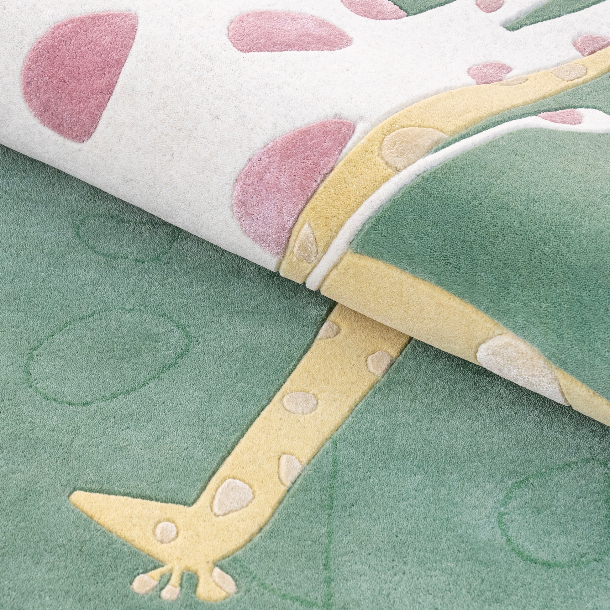 Giraffe Twins Green Rug – hand-tufted green rectangular rug by Ohana