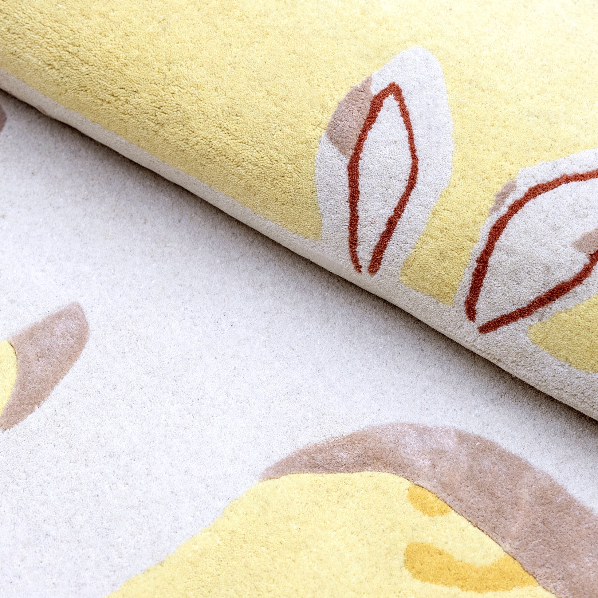 Yellow Hippo Rug – hand-tufted yellow shaped rug by Ohana