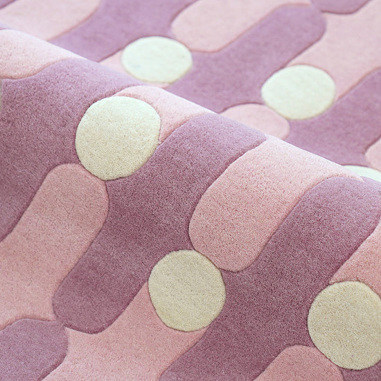 Wave Dots Pink Rug – hand-tufted pink rectangular rug by Ohana