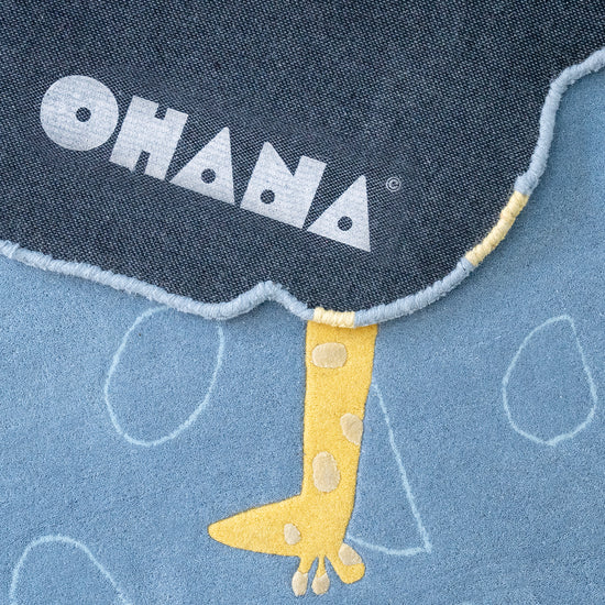 Giraffe Twins Blue Rug – hand-tufted blue rectangular rug by Ohana