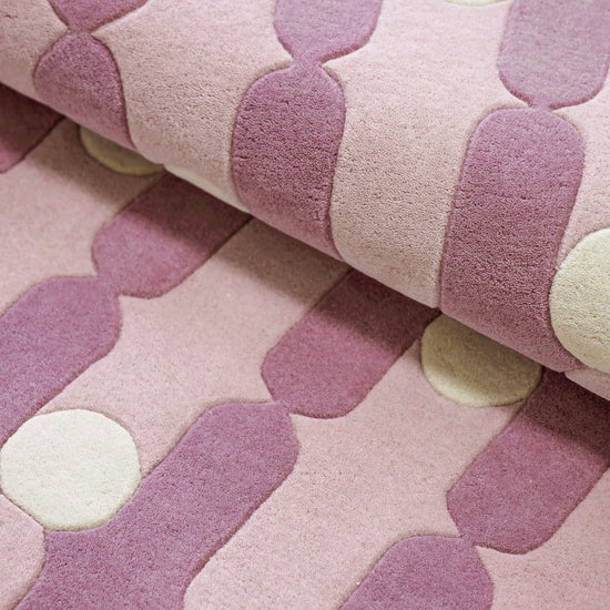 Wave Dots Pink Rug – hand-tufted pink rectangular rug by Ohana