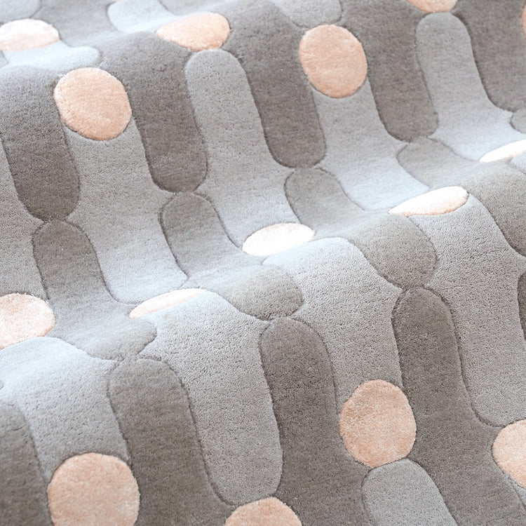 Wave Dots Grey Rug – hand-tufted grey rectangular rug by Ohana