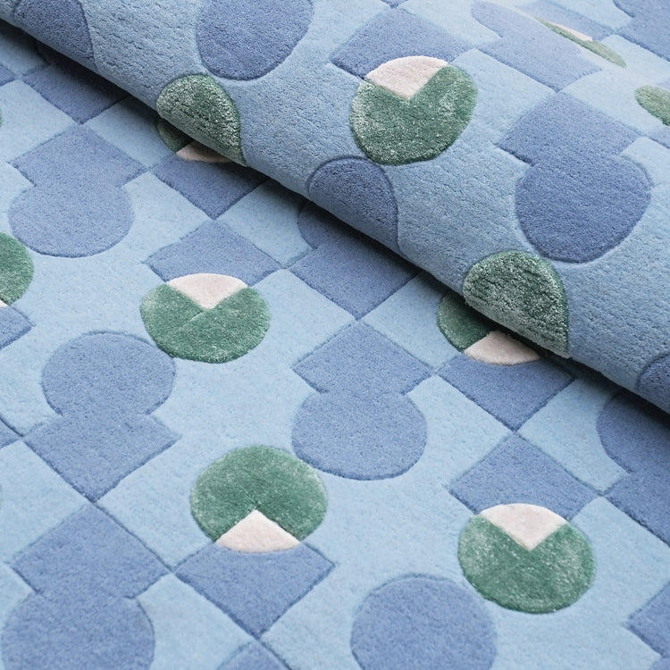 Ci & Sq Blue Rug – hand-tufted blue rectangular rug by Ohana