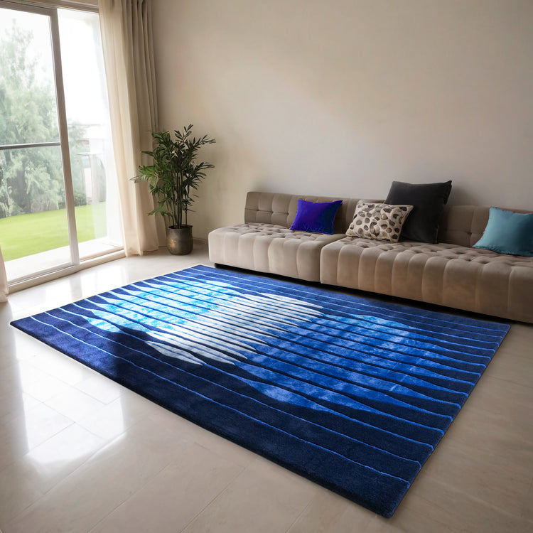 Vesica Blue Rug – hand-tufted blue rectangular rug by Ohana