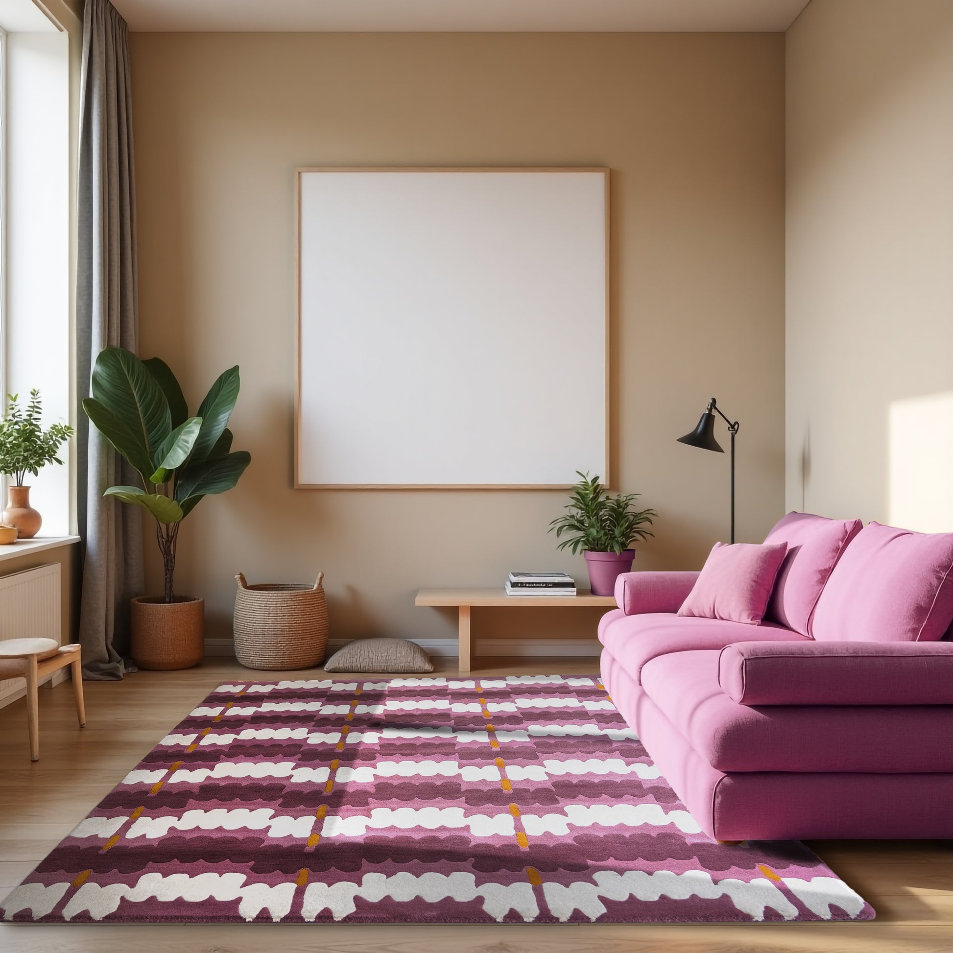 Loop Curves Purple Rug – hand-tufted purple rectangular rug by Ohana